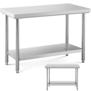 Stół blat roboczy centralny stalowy z półką 120 x 60 cm