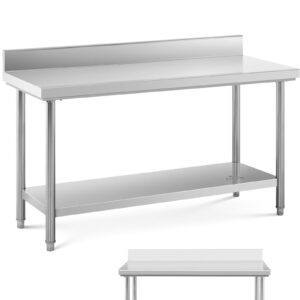 Stół blat roboczy stalowy nierdzewny przyścienny z rantem i półką 150x60cm