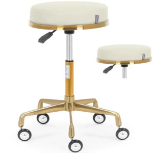 Taboret stołek kosmetyczny obrotowy na kółkach Physa CASORIA - beżowo złoty