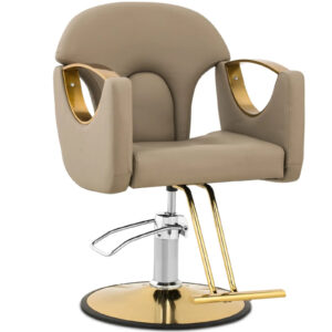 Fotel fryzjerski barberski z podnóżkiem BARTON - beżowy