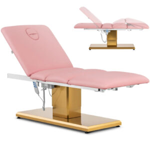 Fotel kosmetyczny do masażu tatuażu SPA 150 kg VITERBO - różowo złoty